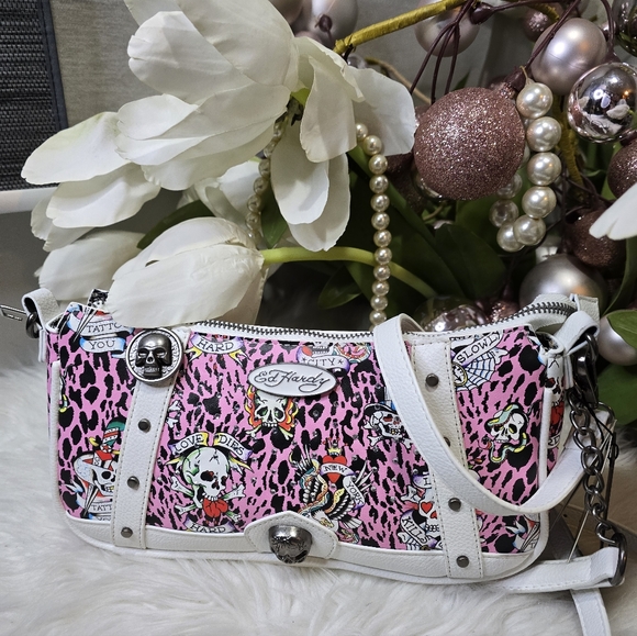 Ed Hardy Pink Leopard Print crossbody new